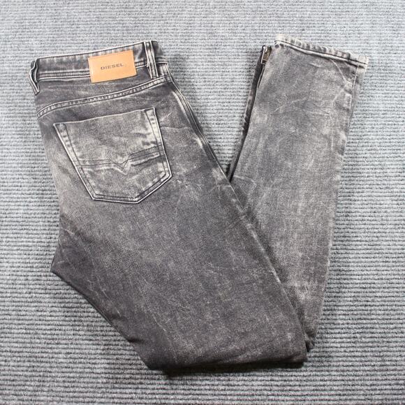Diesel Deepzip Slim-Carrot Jeans W34 L32 Gray/Black Zip-Cuff Ankle - Picture 1 of 13